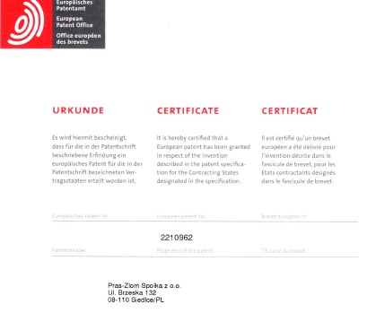 patent do przerobu zendry walcowniczej
